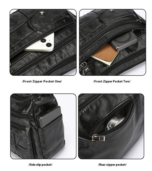 Bolso Bandolera de Cuero PU con Múltiples Compartimentos - Gran Capacidad - Image 13