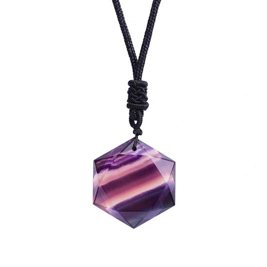 Colgante Estrella de Seis Puntas en Fluorita Multicolor