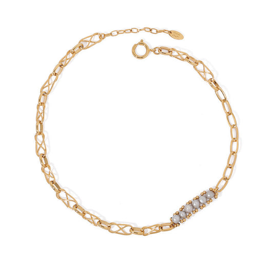 Collar de Perla Dorado en Oro Real con Baño de Vacío - Diseño Europeo para Clavícula - Image 2