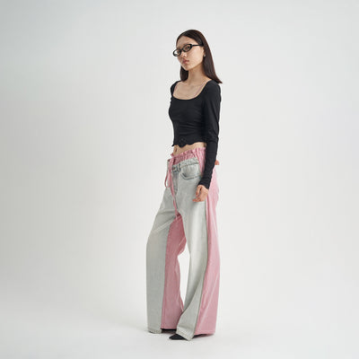 Jeans Rosa con Diseño Patchwork Cuadros para Mujer - Image 5