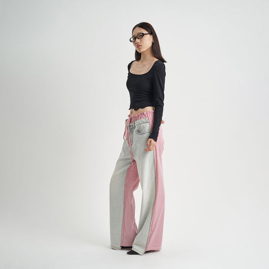 Jeans Rosa con Diseño Patchwork Cuadros para Mujer - Image 5