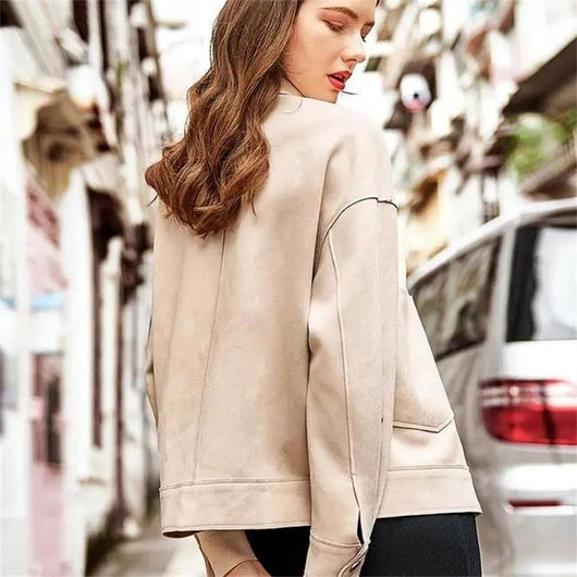 Chaqueta Corta de Ante Sintético con Forro Polar para Mujer - Image 8