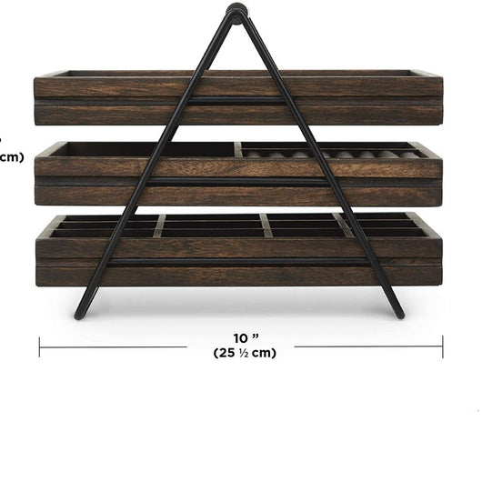 Organizador de Joyas de Madera con 3 Niveles - Perchero para Aretes, Collares y Relojes - Image 6