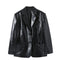 Women's Autumn Pattern Leather Blazer - Loose Fit