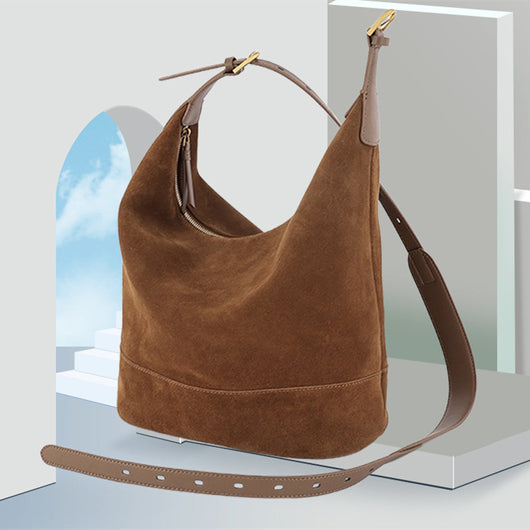 Bolsa Bucket de Ante Retro - Bolso Cómodo y Versátil para Hombro o Bandolera