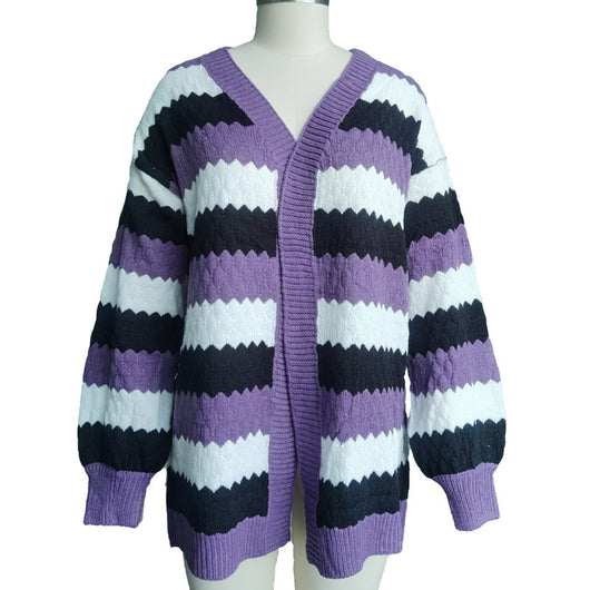 Cardigan Tejido con Combinación de Colores - Estilo Casual Moderno - Image 2