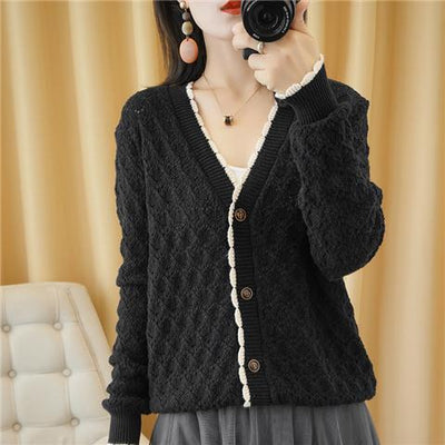 Cardigan Calado Tejido para Mujer Manga Larga