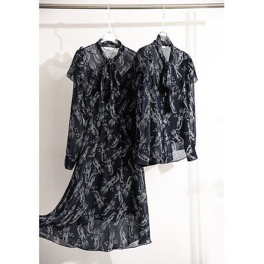 Vestido Camisero de Seda Pura con Cuello Flotante - Primavera Verano - Image 2