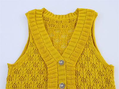 Chaleco Tejido Amarillo Sweet Style - Versatilidad y Elegancia Sin Mangas - Image 14