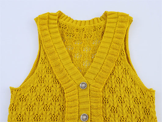 Chaleco Tejido Amarillo Sweet Style - Versatilidad y Elegancia Sin Mangas - Image 14