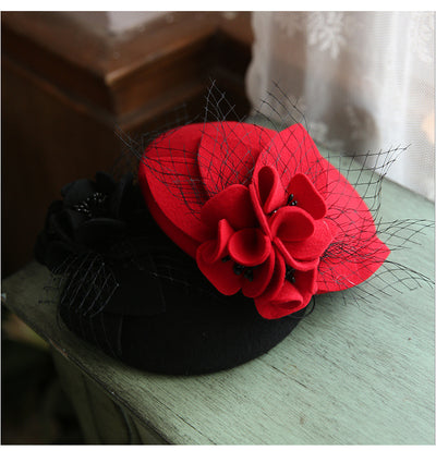 Sombrero de Copa Elegante con Red de Tul para Mujer