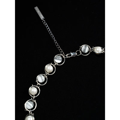 Collar de Perlas Estructura Saturno Ópalo Brillante - Image 4