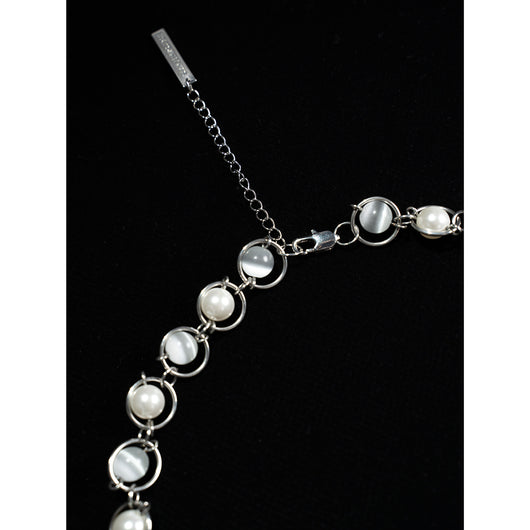 Collar de Perlas Estructura Saturno Ópalo Brillante - Image 4