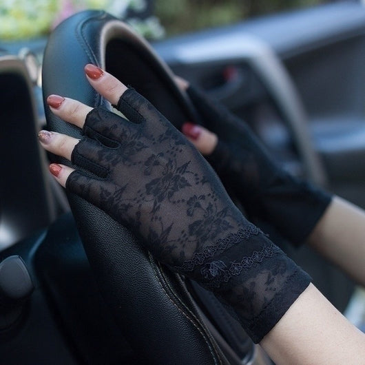Guantes de Encaje Protección Solar Dedos Abiertos - Seda de Hielo Anti-UV para Mujer - Image 9