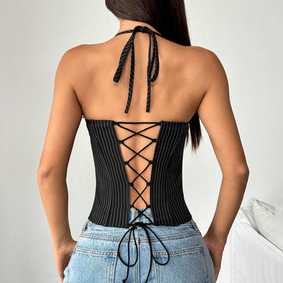 Top Bustier Tubo Patchwork a Rayas con Contraste de Colores - Image 13