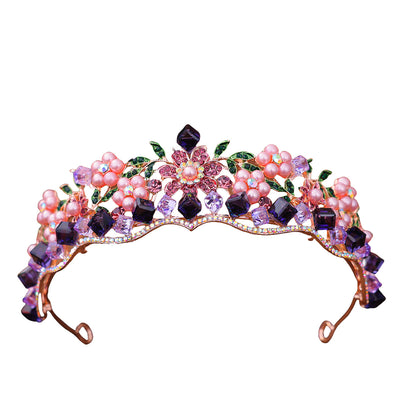 Tocado Corona de Princesa Retro con Cristales Púrpura para Mujer - Image 13