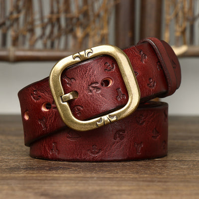 Cinturón de Cuero Estilo Coreano con Patrón Exclusivo para Hombre - Image 13