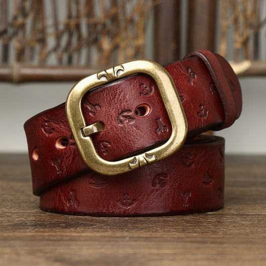 Cinturón de Cuero Estilo Coreano con Patrón Exclusivo para Hombre - Image 13