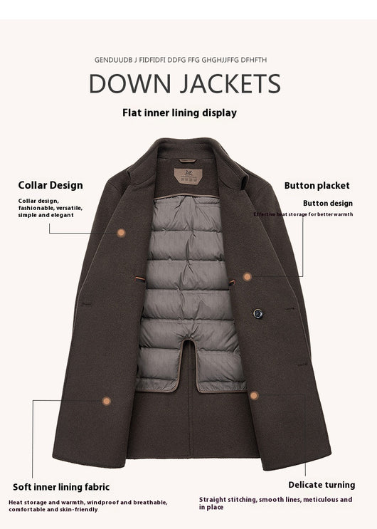 Abrigo de Lana Reversible para Hombre - Cuello de Traje Medio Largo - Image 13