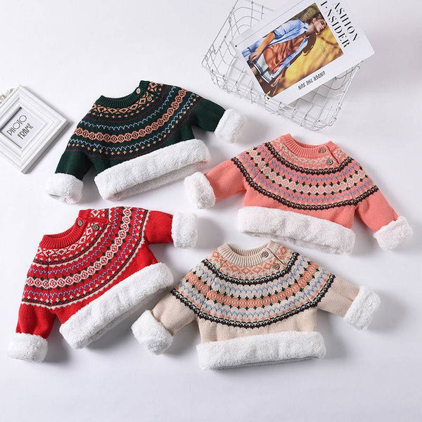 Suéter Polar Acolchado para Niñas - Pullover Tejido Cálido