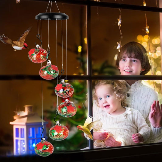 Comedero de Colibríes con Campanas de Viento Encantador