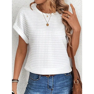 Blusa Cuello Redondo con Mangas Murciélago en Colores Sólidos - Image 6
