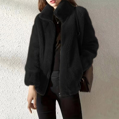 Cardigan Polar Reversible Cuello Alto Abrigo Mujer - Image 11