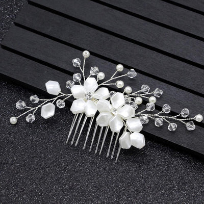 Peineta de Cristal Blanco Perla para Eventos - Image 9