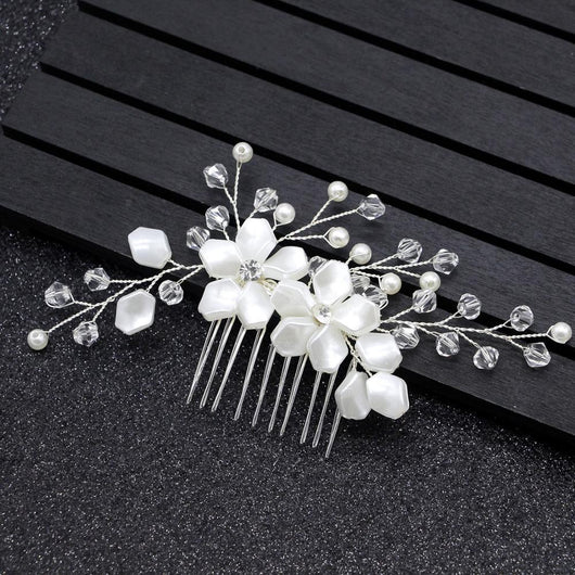 Peineta de Cristal Blanco Perla para Eventos - Image 9