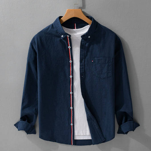 Camisa Oxford Clásica Británica de Manga Larga para Hombre - Image 4
