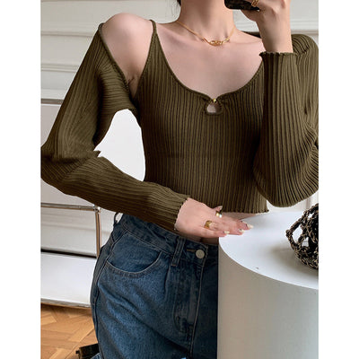 Camiseta Coreana Calada Slim Fit Mujer - Diseño Elegante y Versátil