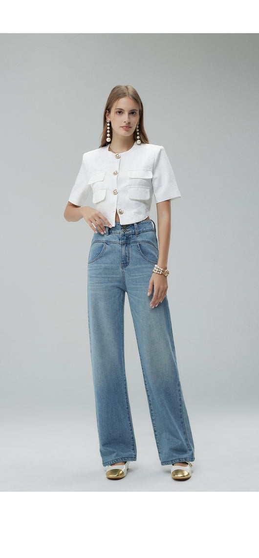 Pantalones Anchos Cintura Alta Estilo Retro con Detalles Rotos para Mujer - Image 32