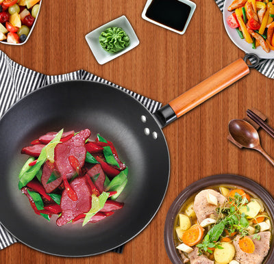 Wok de Hierro Fundido Versátil para Cocina de Inducción y Gas
