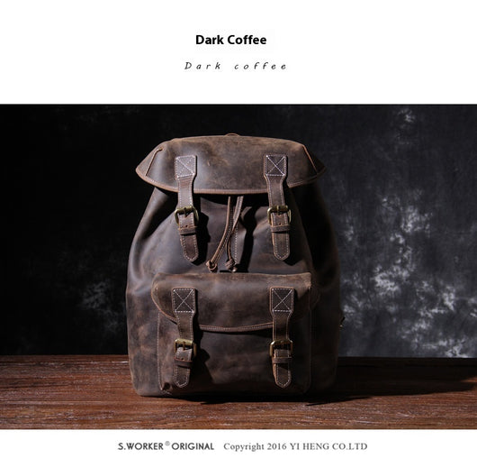 Mochila de Cuero Genuino Retro con Gran Capacidad - Image 14