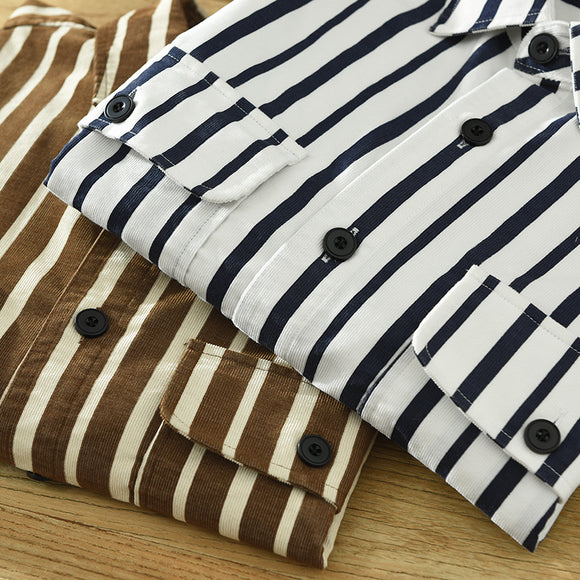 Camisa Suelta a Rayas Remodelada para Hombre Joven