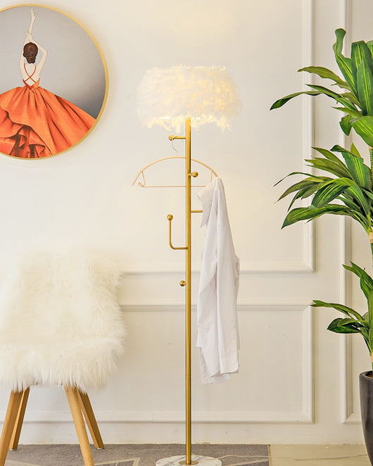 Lámpara de Pie con Plumas Decorativas para Sala de Estar - Image 6
