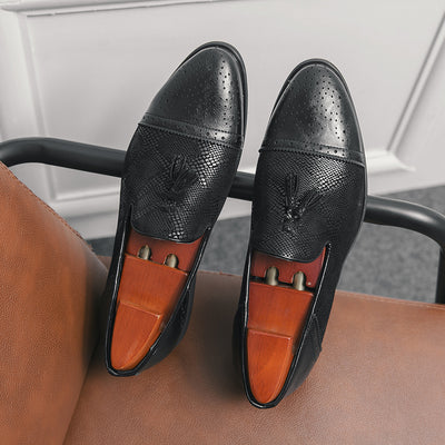 Zapatos de Cuero Puntiagos Dorados para Hombre - Estilo Coreano Británico - Image 21