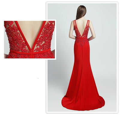 Vestido Largo de Encaje con Perlas - Estilo Temperamento Elegante - Image 3