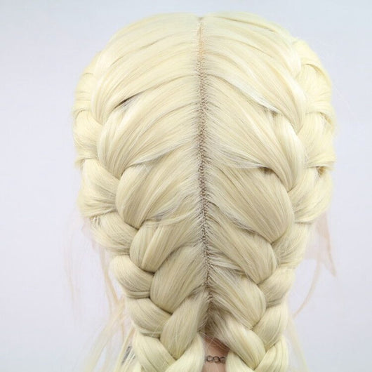 Peluca Larga con Flequillo y Doble Cola de Caballo Trenza Espiga - Image 10
