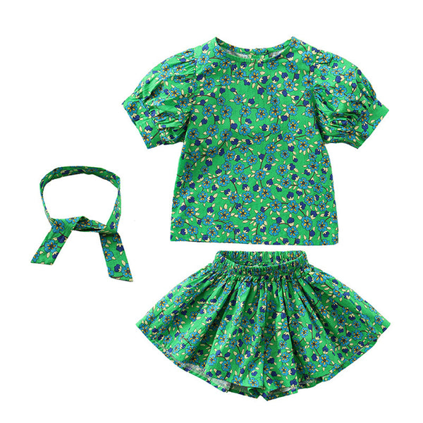 Conjunto Dos Piezas Estilo Coreano: Blusa Floral Manga Corta y Short Holgado