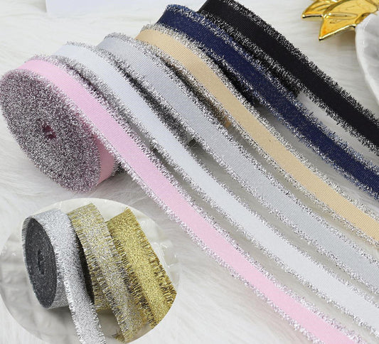 Cinta Decorativa para Regalos Bodas Oro y Plata con Flecos y Moño