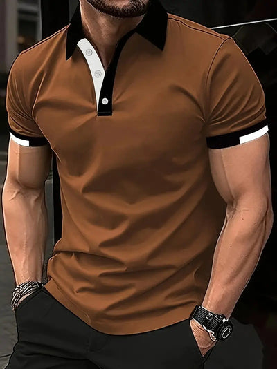 Polo Casual Holgado de Manga Corta Liso para Hombre - Image 34