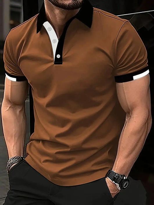 Polo Casual Holgado de Manga Corta Liso para Hombre - Image 34