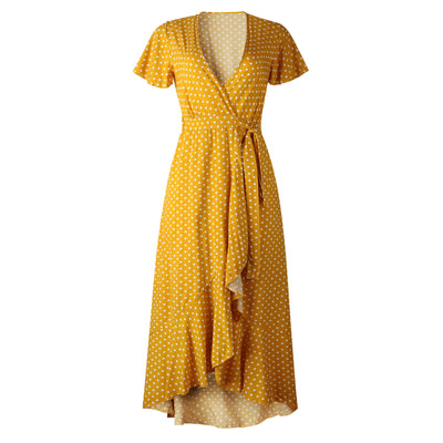 Vestido Corto de Lunares con Escote V y Volantes - Elegancia Femenina - Image 10