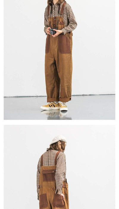 Pantalón Retro Holgado con Tirantes de Trabajo a Juego de Colores - Image 9
