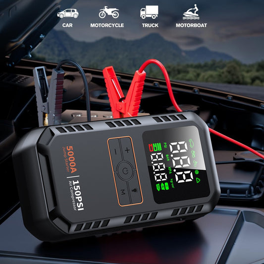 Inflador de Llantas Multifuncional para Auto con Arranque de Emergencia