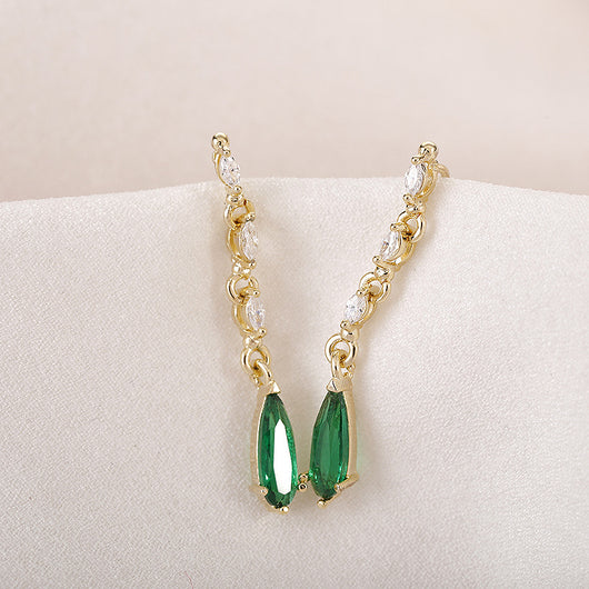 Aretes de Perla Verde Esmeralda con Brillo Cristalino - Image 8