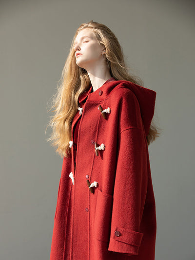 Abrigo de Lana Doble Faz Rojo Retro para Mujer - Image 10