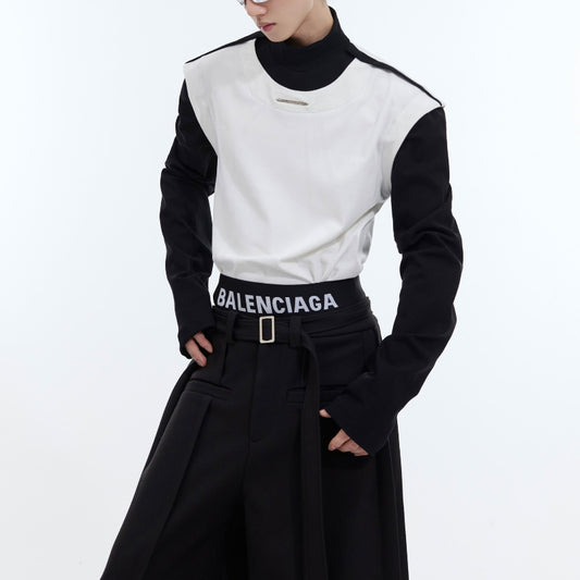 Blusa Ajustada de Diseño Deconstruido Dos Tonos