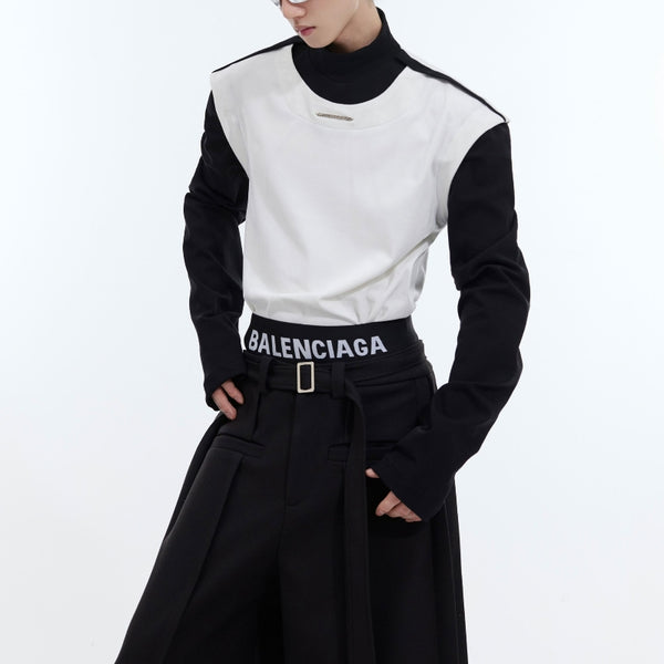Blusa Ajustada de Diseño Deconstruido Dos Tonos